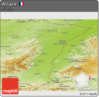Physical Panoramic Map of Alsace