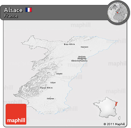 Silver Style Panoramic Map of Alsace, single color outside