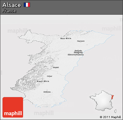 Silver Style Panoramic Map of Alsace, single color outside