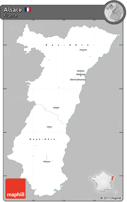 Gray Simple Map of Alsace, single color outside
