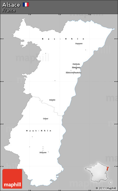 Gray Simple Map of Alsace, single color outside