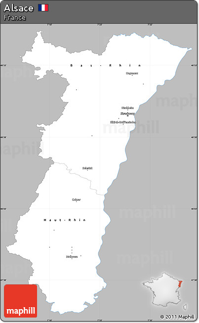 Gray Simple Map of Alsace, single color outside