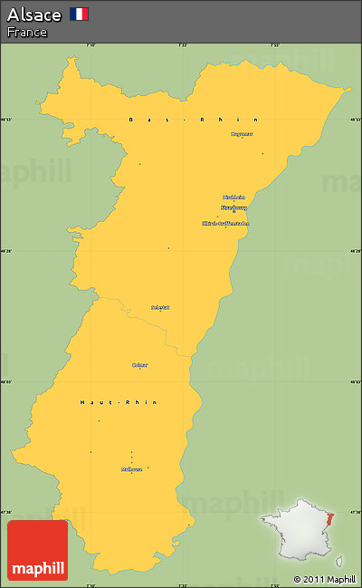 Savanna Style Simple Map of Alsace, single color outside