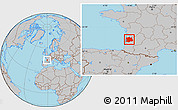 Gray Location Map of Bordeaux