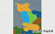 Political 3D Map of Manche, darken