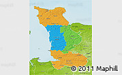 Political 3D Map of Manche, physical outside