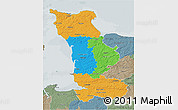 Political 3D Map of Manche, semi-desaturated