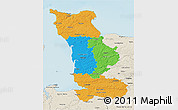 Political 3D Map of Manche, shaded relief outside