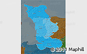 Political Shades 3D Map of Manche, darken