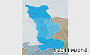 Political Shades 3D Map of Manche, semi-desaturated