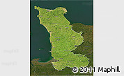 Satellite 3D Map of Manche, darken