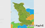 Satellite 3D Map of Manche, political outside