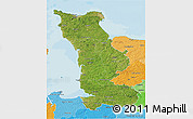 Satellite 3D Map of Manche, political shades outside