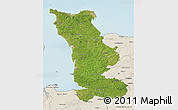Satellite 3D Map of Manche, shaded relief outside