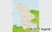 Shaded Relief 3D Map of Manche, physical outside