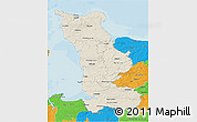 Shaded Relief 3D Map of Manche, political outside