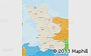 Shaded Relief 3D Map of Manche, political shades outside