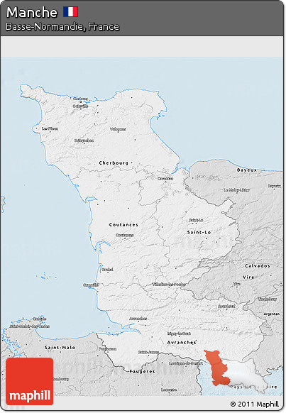 Silver Style 3D Map of Manche