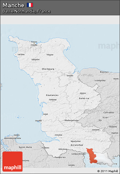 Silver Style 3D Map of Manche