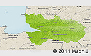 Physical 3D Map of Avranches, shaded relief outside