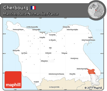 Classic Style Simple Map of Cherbourg
