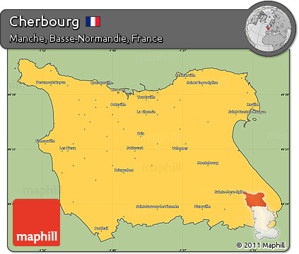 Savanna Style Simple Map of Cherbourg, cropped outside