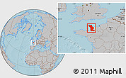 Gray Location Map of Manche, hill shading