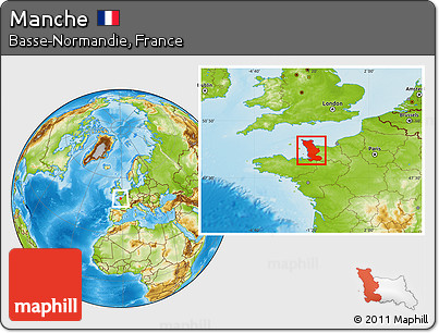 Physical Location Map of Manche