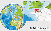 Physical Location Map of Manche, highlighted country, highlighted parent region