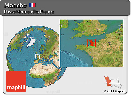 Satellite Location Map of Manche