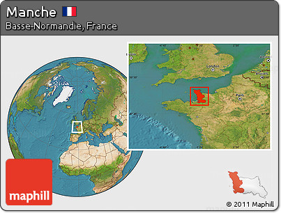 Satellite Location Map of Manche