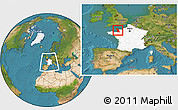 Satellite Location Map of Manche, highlighted country, within the entire country