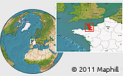 Satellite Location Map of Manche, highlighted country