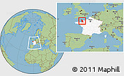 Savanna Style Location Map of Manche, highlighted country, within the entire country
