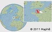 Savanna Style Location Map of Manche, highlighted parent region, hill shading