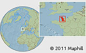 Savanna Style Location Map of Manche, hill shading