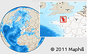 Shaded Relief Location Map of Manche, highlighted country