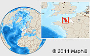 Shaded Relief Location Map of Manche, highlighted parent region