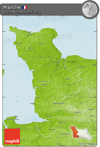 Physical Map of Manche