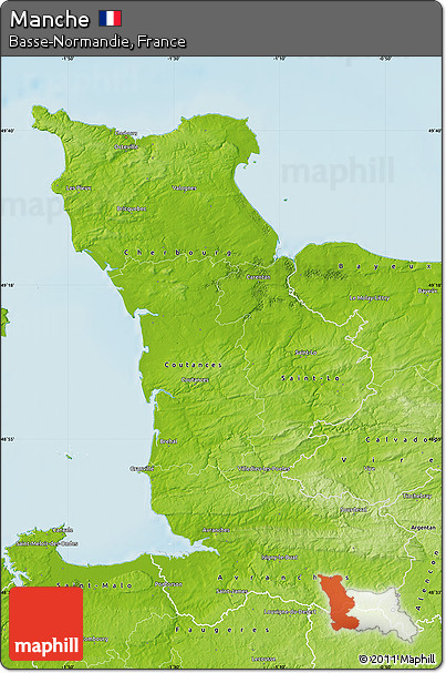 Physical Map of Manche