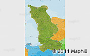 Satellite Map of Manche, political shades outside