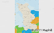 Shaded Relief Map of Manche, political outside