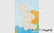 Shaded Relief Map of Manche, political shades outside