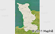 Shaded Relief Map of Manche, satellite outside