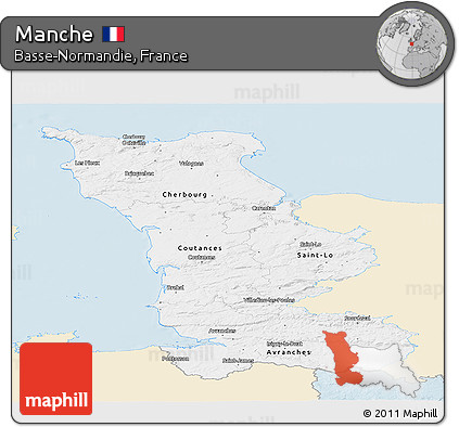 Classic Style Panoramic Map of Manche, single color outside