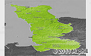 Physical Panoramic Map of Manche, darken, desaturated