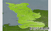 Physical Panoramic Map of Manche, darken