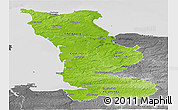 Physical Panoramic Map of Manche, desaturated