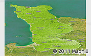 Physical Panoramic Map of Manche, satellite outside