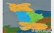 Political Panoramic Map of Manche, darken